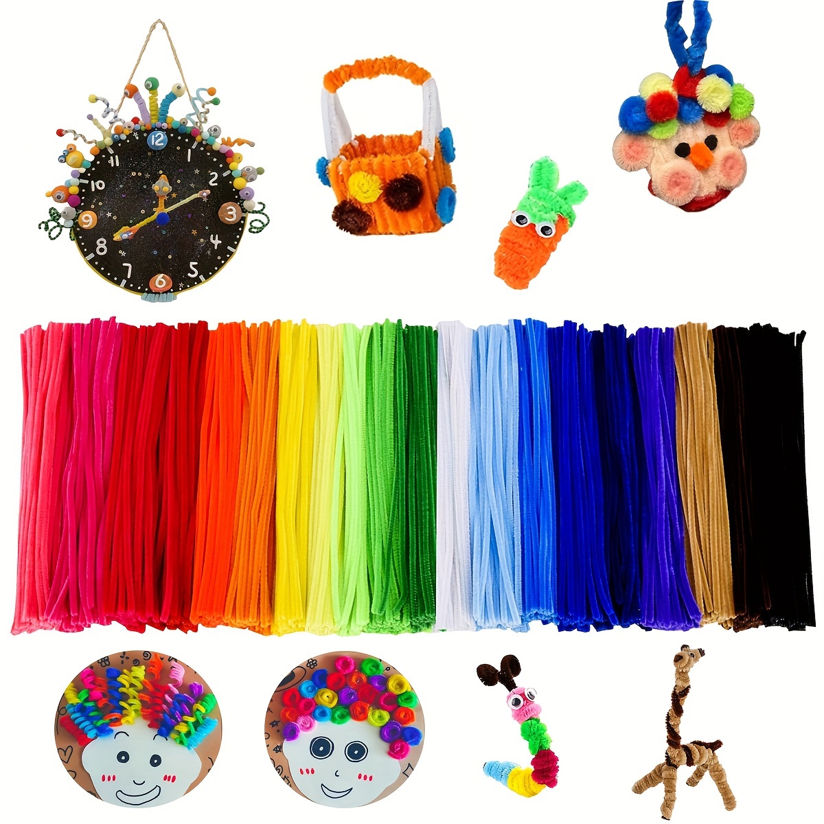 Bulk Chenille Stems Plush Wire Toys Colorful Pipe Cleaners Craft Kit  Flexible Wire Stems for Kids' Diy Art Projects Handicraft - AliExpress