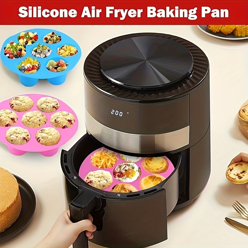 Silicone Muffin Pan For 3qt-5qt Air Fryer,cupcake Tray Baking Mold,  Reusable Non-stick Air Fryer Baking Pan, Air Fryer Accessories - Temu