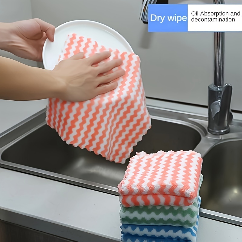 5pcs Kitchen Dish Cloths, Coral Fleece Microfiber Dish Towels, Soft  Absorbent Towels, Reusable, Machine Washable For Kitchen, Bathroom, Car,  Window