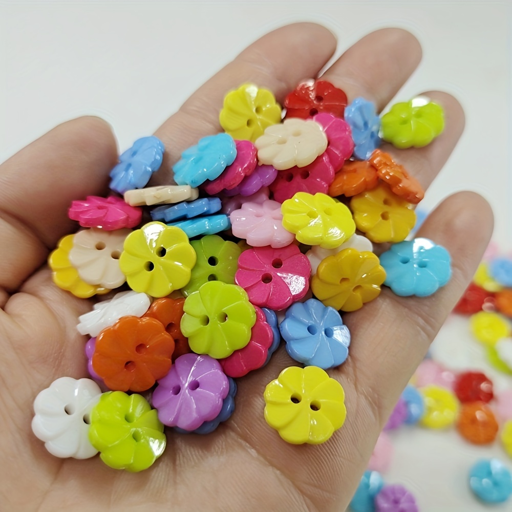 Mixed Colors Cute Flower Shape Small Buttons For Children's