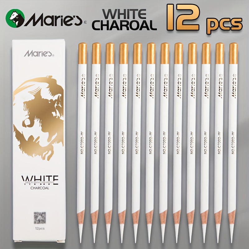  2 Pcs White Sketch Charcoal Pencils -Professional