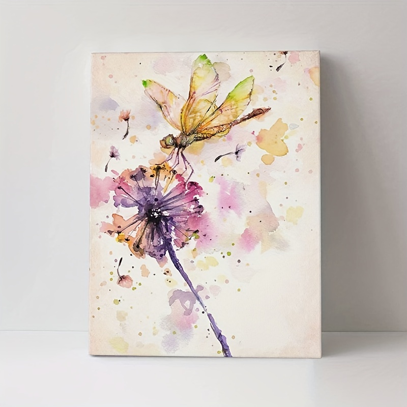 Dandelion Painting Canvas Original Art Flower Painting Floral Wall Art  12x16 in