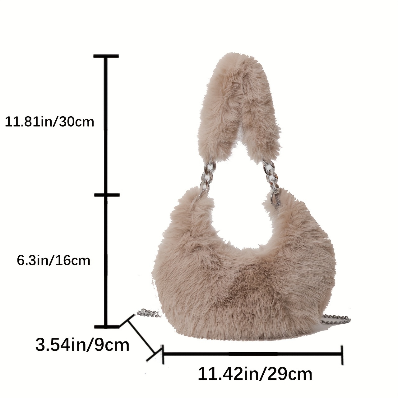 Women's Fluffy Faux Fur Hobo Handbag