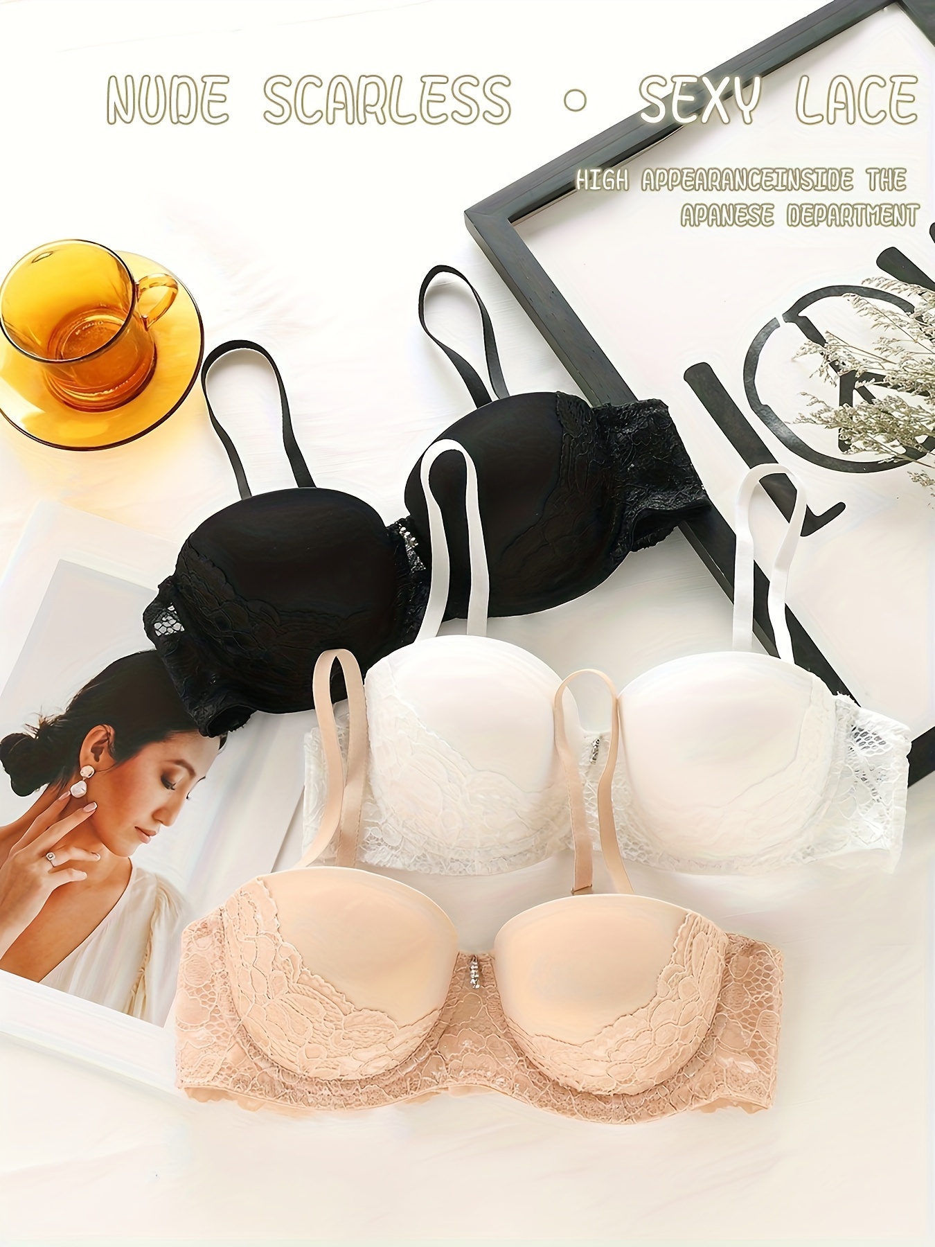 Breathable 6.0 Latex Bra Seamless Women Underwear Gathers Bralette Lace  Sling Beauty Back Push Up Brassiere