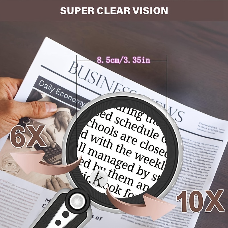 Magnifying Glass With Lights, 12-led, Handheld Lighting Magnifier, 3 Modes  Cold Warm Light Adjustable Brightness, Suitable For Close-up Work And  Reading For The Elderly, Shop The Latest Trends