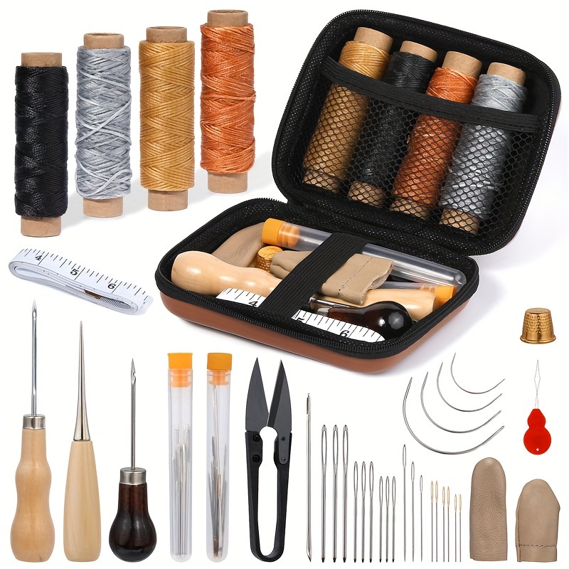 MORFEN 45 Pcs Upholstery Repair Kit, Leather Sewing Kit with 11 Colors of Sewing Thread, Upholstery Needles, Awl, Tape Measure, Leather Sewing Upholstery