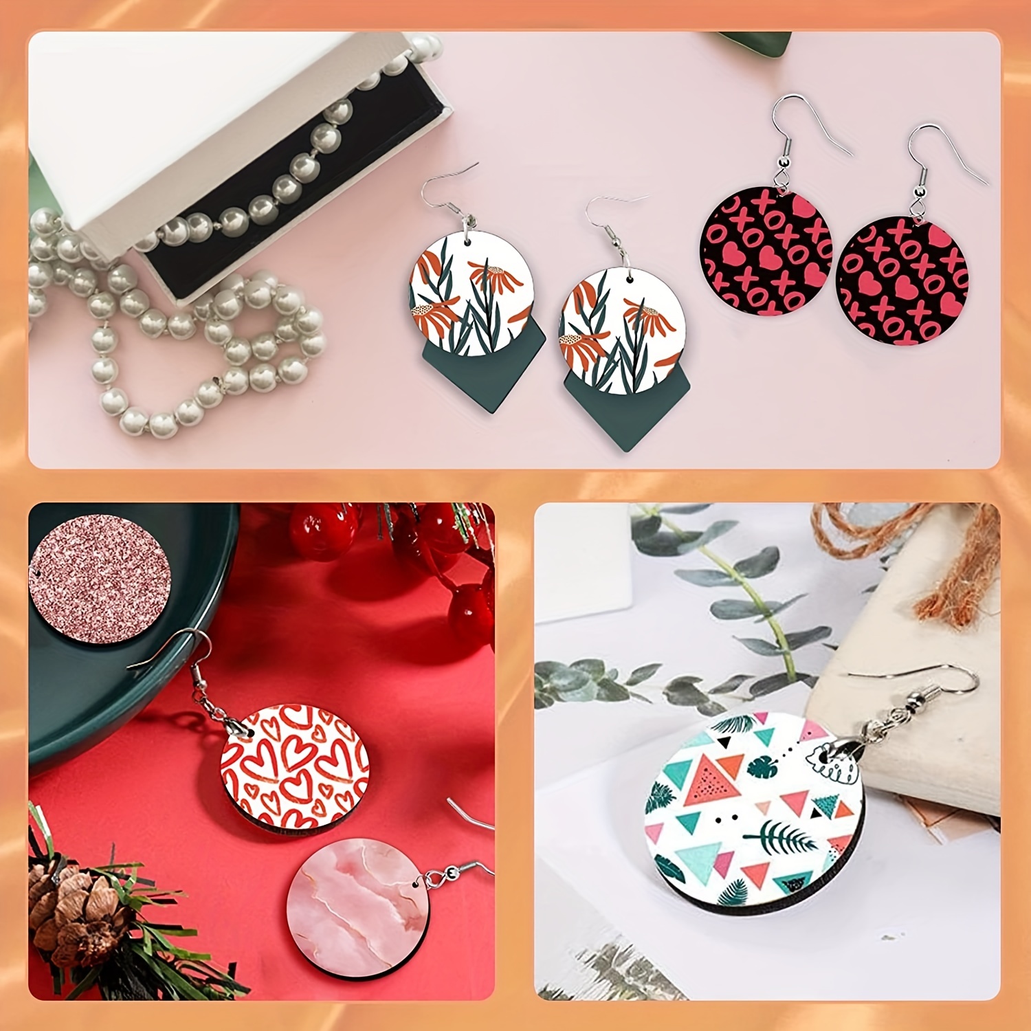 16 Pcs Sublimation Earring Blanks MDF Sublimation Printing Earrings for  Christmas Valentine Mother Halloween St Patrick's Day Making DIY Craft