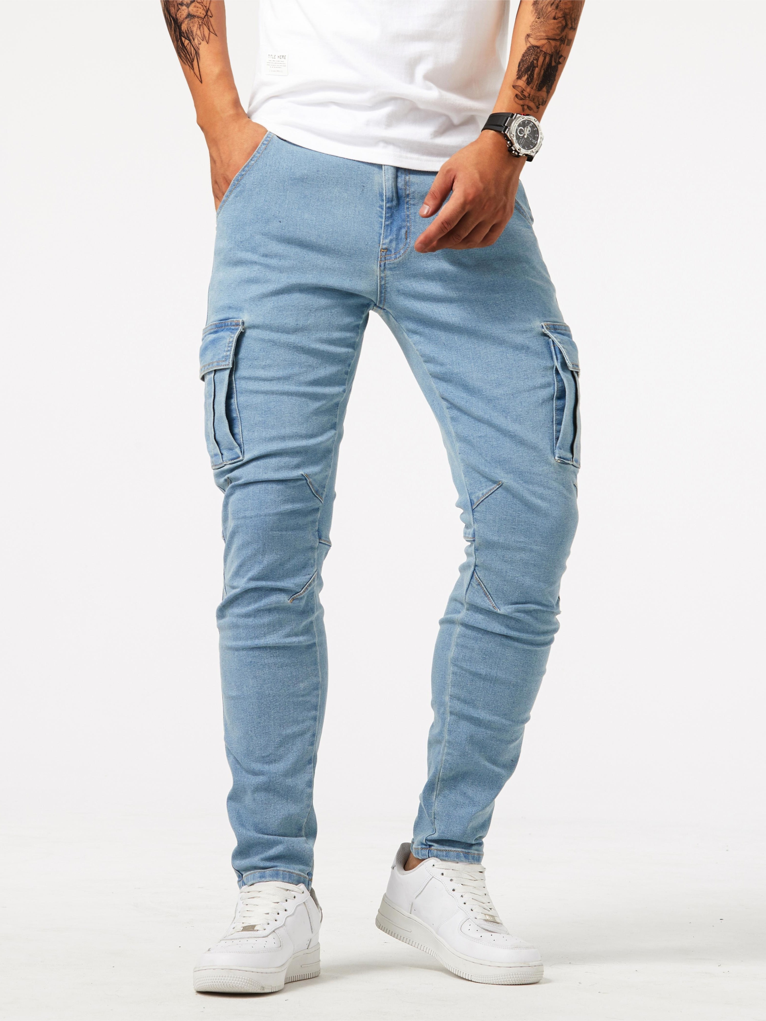 Style - Germany Casual Fit Jeans Pocket Herren Multi Temu Slim High Street