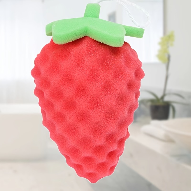 Esponja de ducha Loufah para niños, esponja exfoliante corporal con forma  de fresa, esponja de baño para baño (rojo)