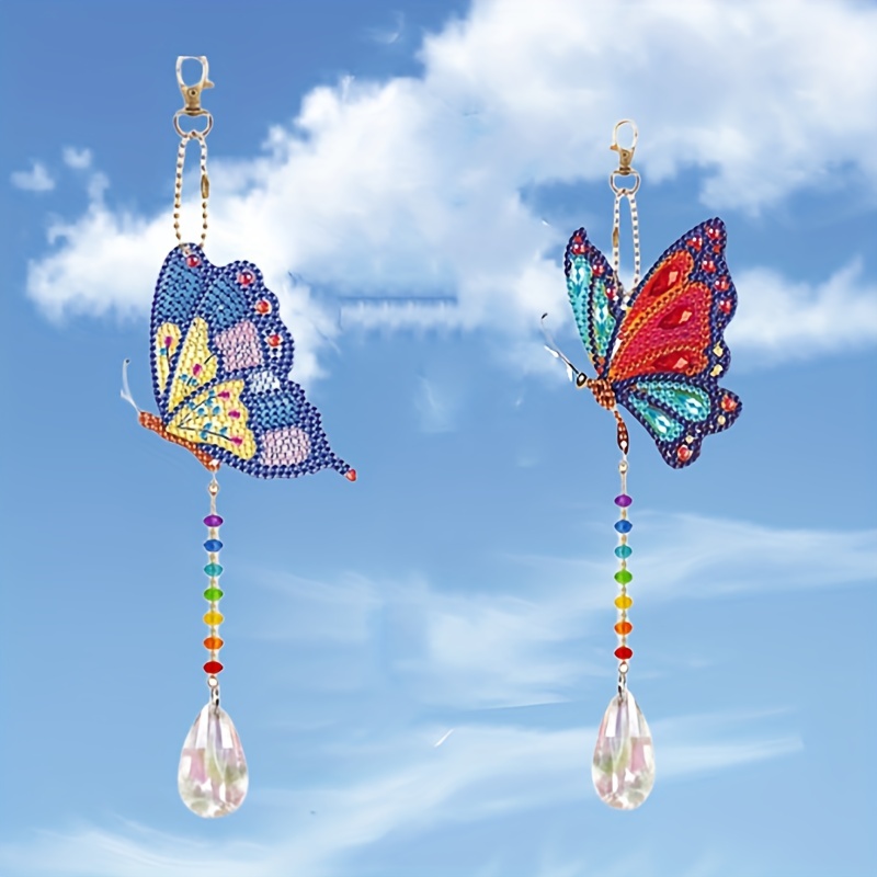 Diy 5d Diamond Painting Beautiful Butterfly Wind Chime - Temu