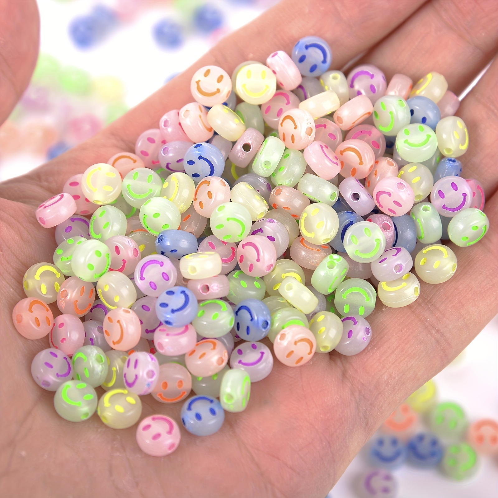 1400pcs 4mm * 7mm Round Letter Beads For Jewelry Making, 31 Style White A-Z  Alphabet Acrylic Beads Kits Smiling Face Heart Pattern Beads For Bracelets