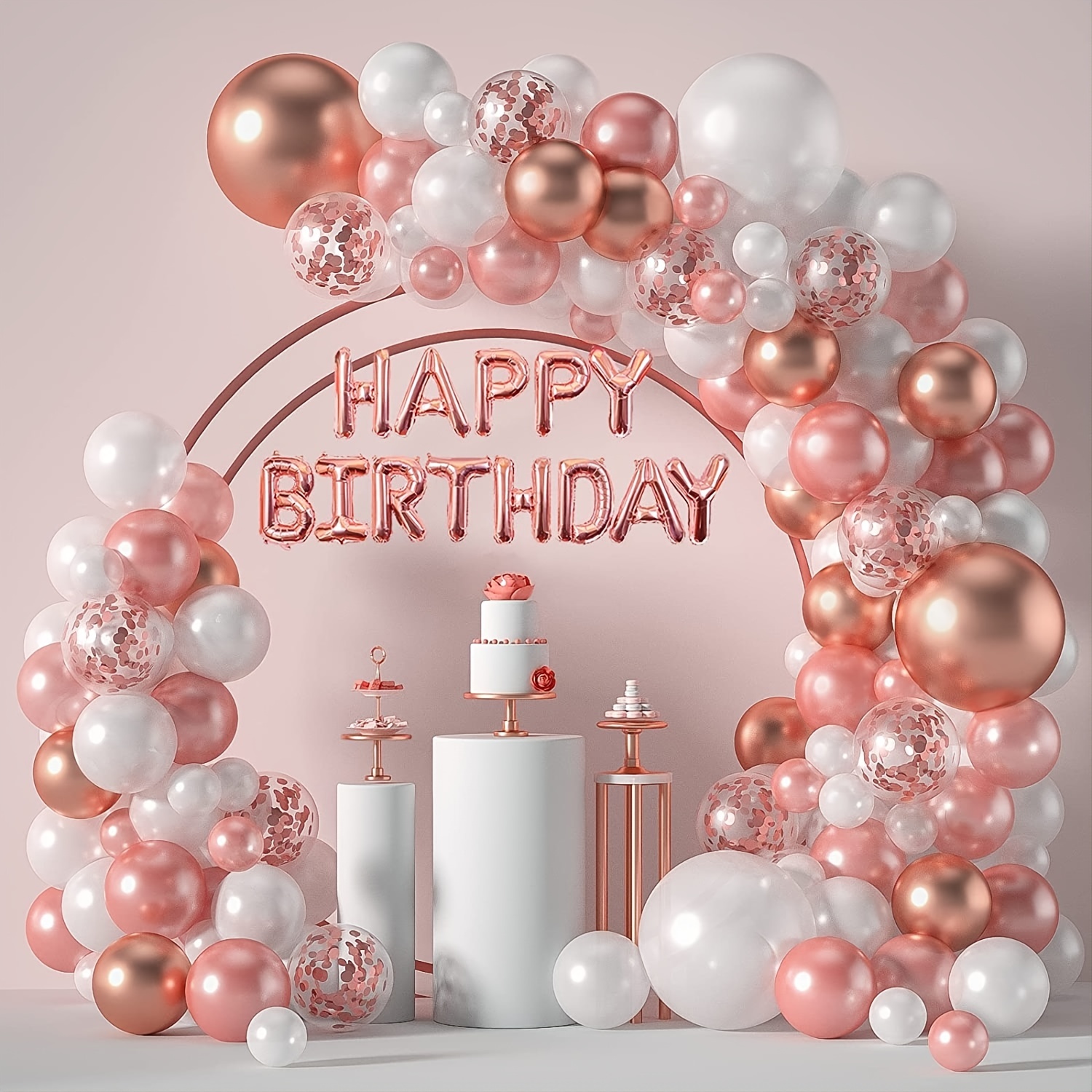 Kit de arco de guirnalda de globos rosados, 122 globos de color rosa  intenso y dorado de diferentes tamaños para cumpleaños con temática de  princesa