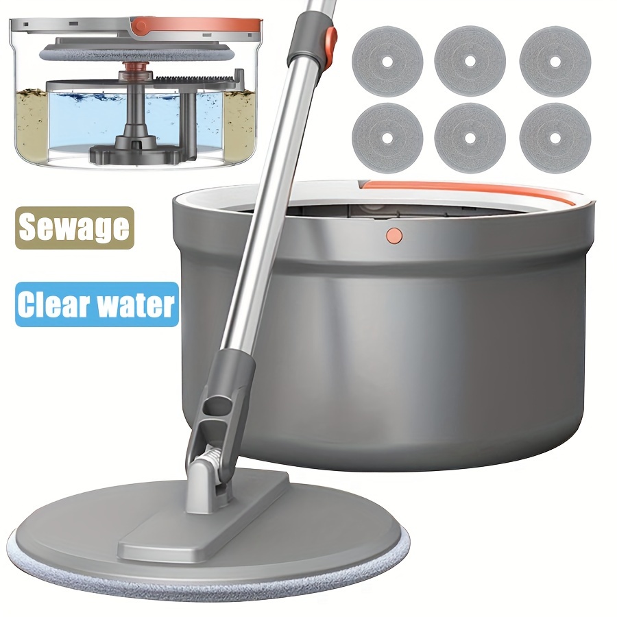 1 Set, Household Cleaning Mop With Stainless Steel Cleaning Basket, Round  Hand-wash Free Mop With Spin Bucket, Super Absorbent Rotary Mop, Suitable Fo