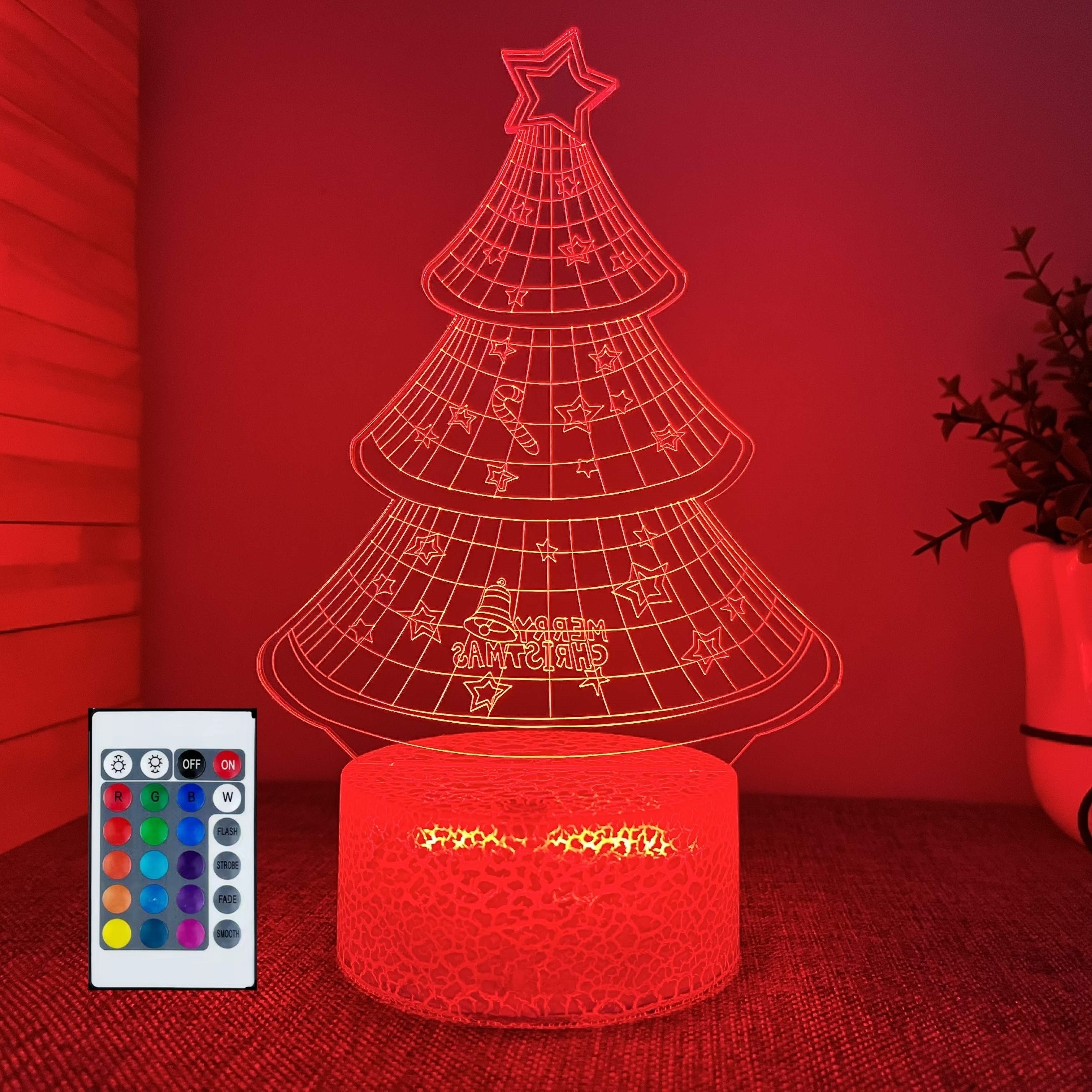 3d Christmas Tree Night Light, With Touch & Remote Control, 16-color  Changing Ambient Light, For Bedroom, Nursery, Living Room, Luminous Gift  For Women, Teens, Boys, Girls Perfect For Birthdays And Holidays 