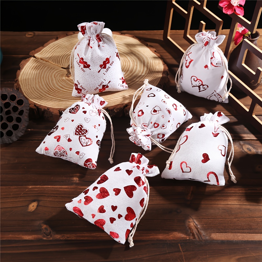 6pcs Heart Print Random Gift Wrapping Bag