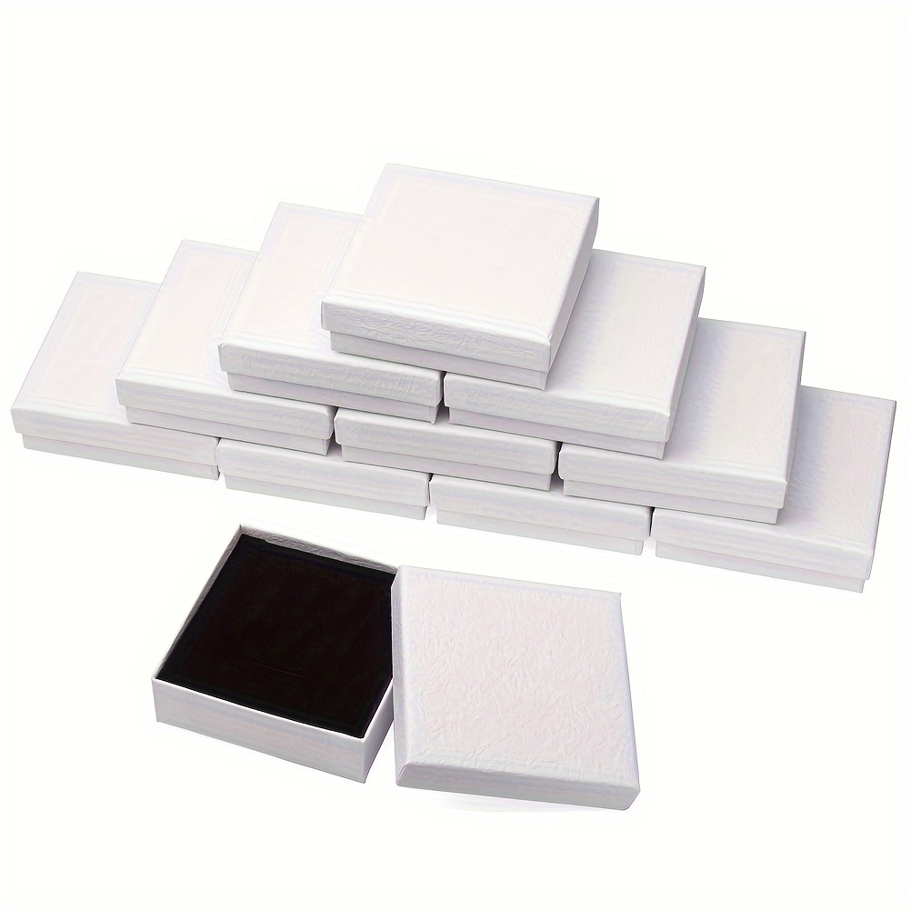 

18pcs 9x9x2.9cm White Square Cardboard Jewelry Boxes With Sponge Inside For Valentine's Day Gifts Earrings Necklace Bracelet Display Storage Packaging Small Business Supplies