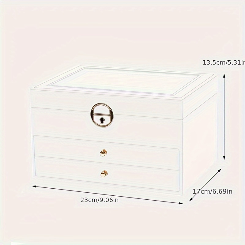 Multifunctional Jewelry Box Lock Three Layers Pu Leather - Temu