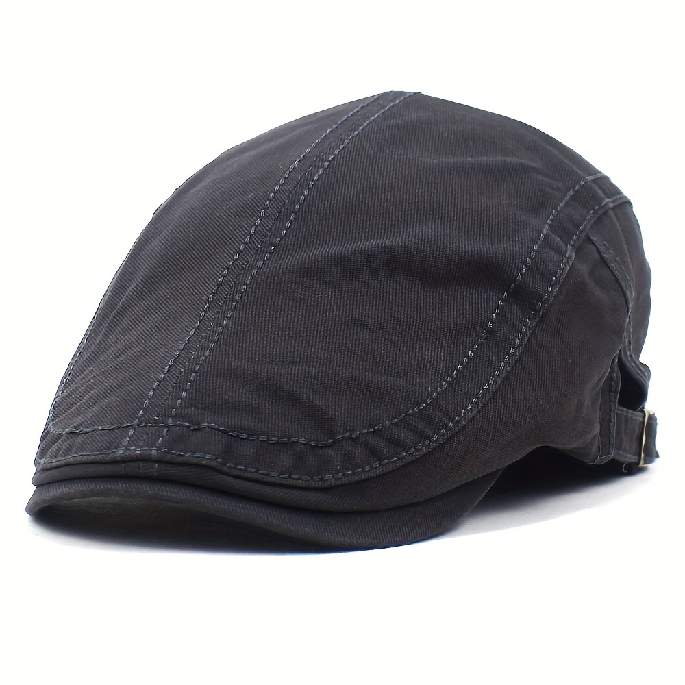 Newsboy Hats for Men Cotton Flat Cap Adjustable Breathable Cap for