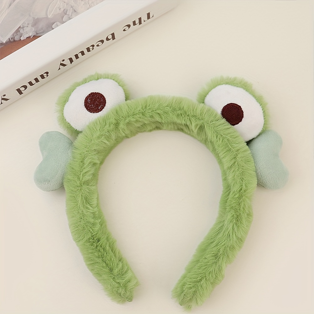 1pc Small Frog Plush Hairband For Women, Used For Washing Face And