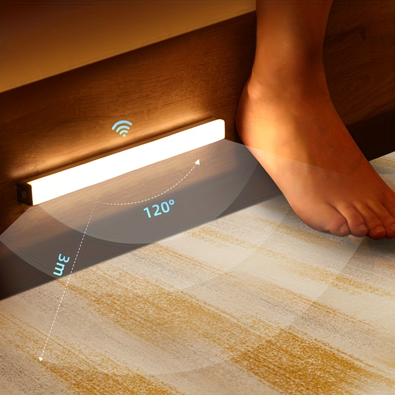 Luces con sensor de movimiento debajo de la cama, tira de luces LED RGB de  9.8 pies con permanencia, activada por movimiento, detección nocturna, 3