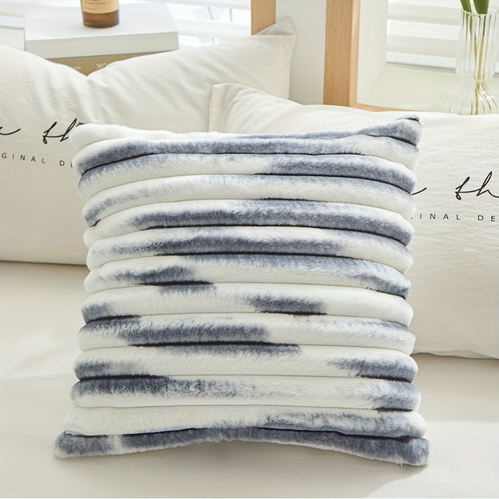 Throw Pillows With Inserts Included, With Velvet Striped Pillow Covers,  Grey Throw Pillow For Farmhouse Sofa Couch Home Decor - Temu