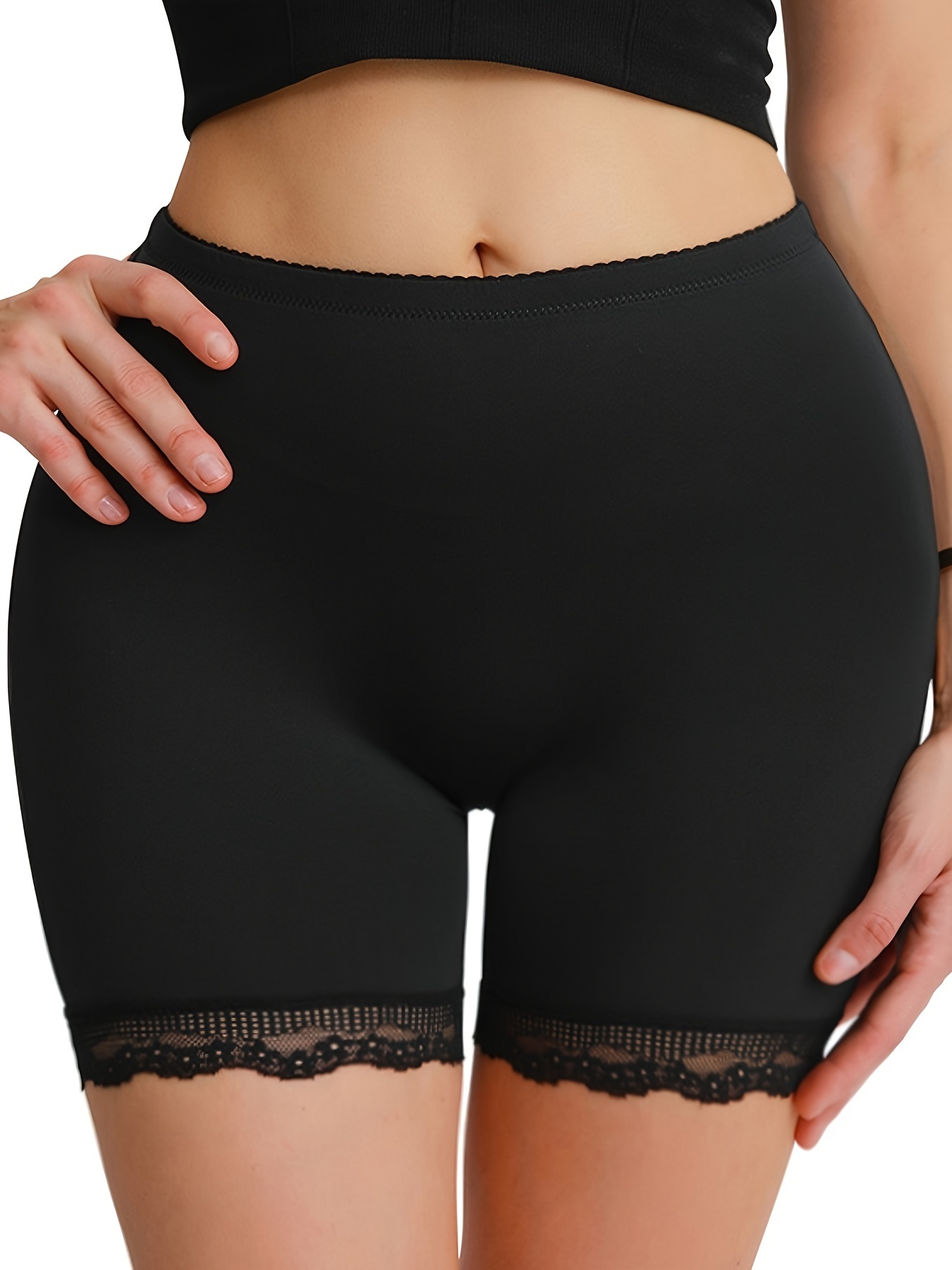 Lace Trim Shaping Panties, Tummy Control Compression Open Butt Panties,  Women's Underwear & Shapewear