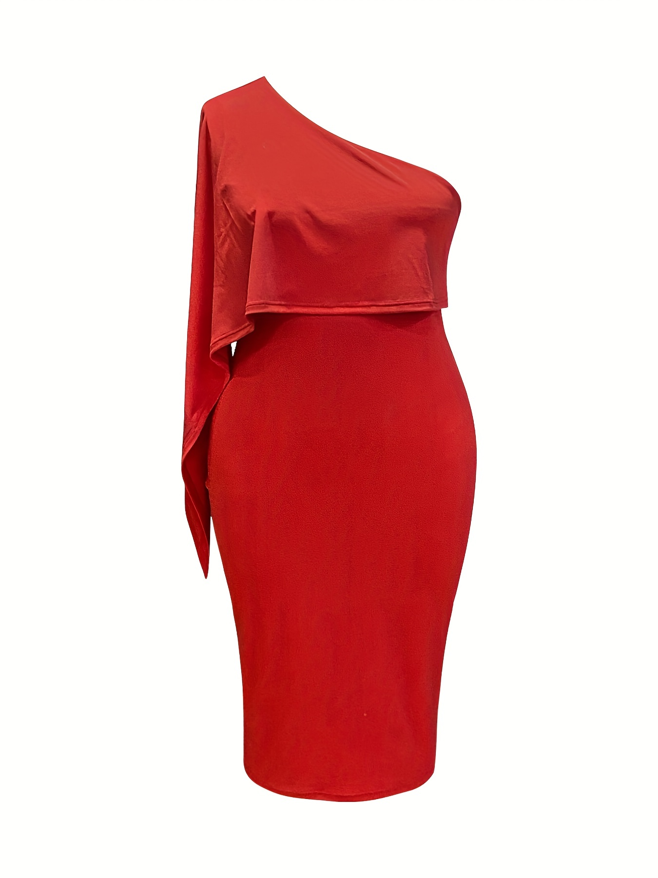 Party Wear Dresses For Women Irregular One Shoulder Red Midi