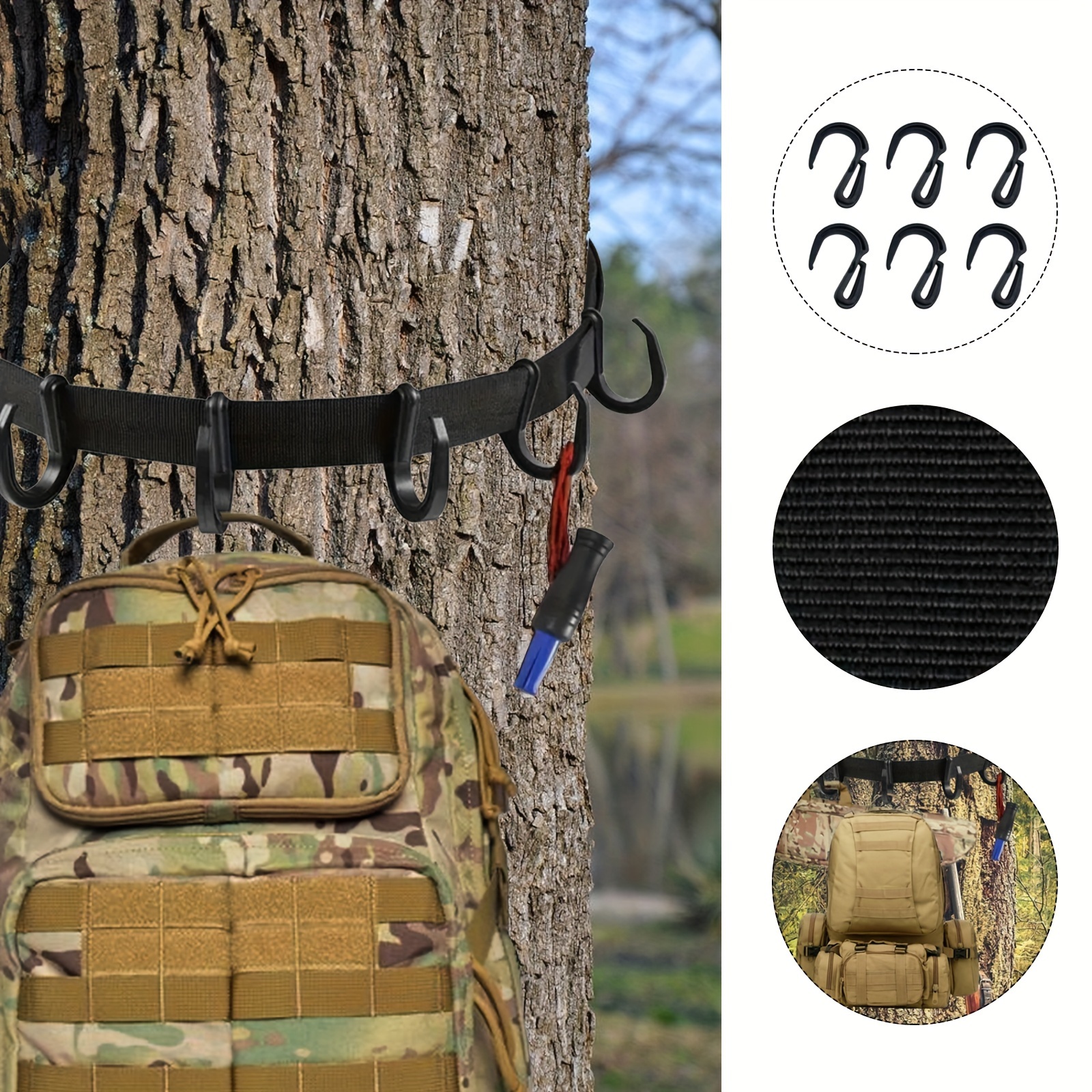 Durable Treestand Strap Gear Hangers 5 Hooks Hunting Outdoor - Temu