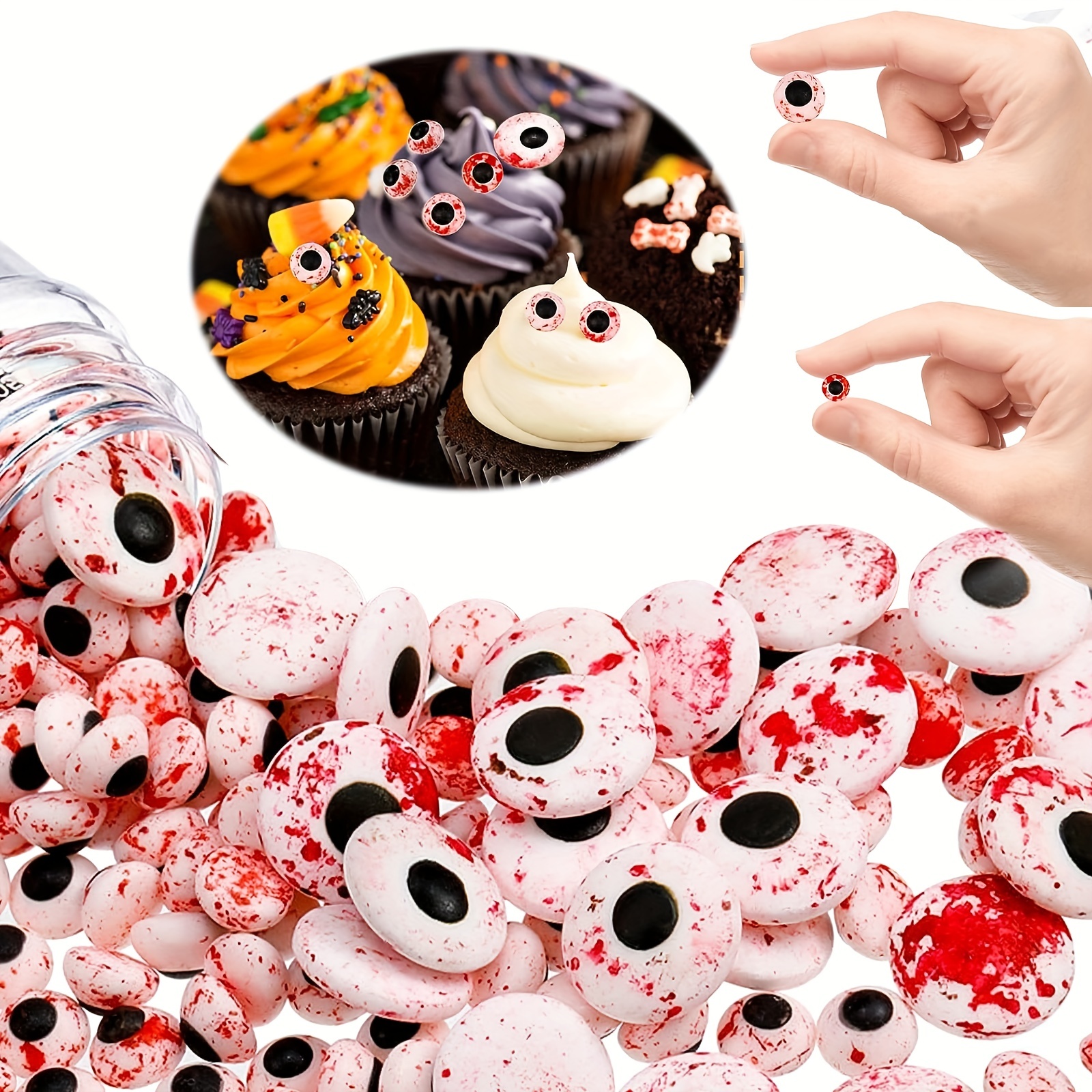 1 Bottle Candy Eyeballs Eyes Cake Cupcake Toppers Cookie Decorations Edible  Dessert Sprinkles for Halloween Christmas Cake Cupcakes Decoration Small  Eyes