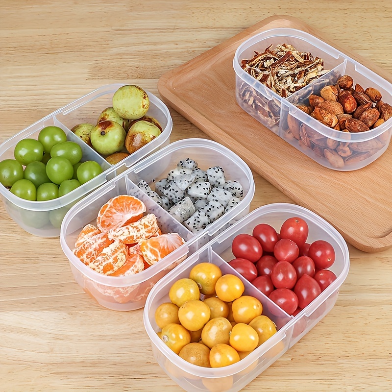 Snack Food Box for Kids, 2 Compartments Plastic Food Storage Container with  Lid, Small Bento Box Lunch Box Fruit Storage Box, 1PC