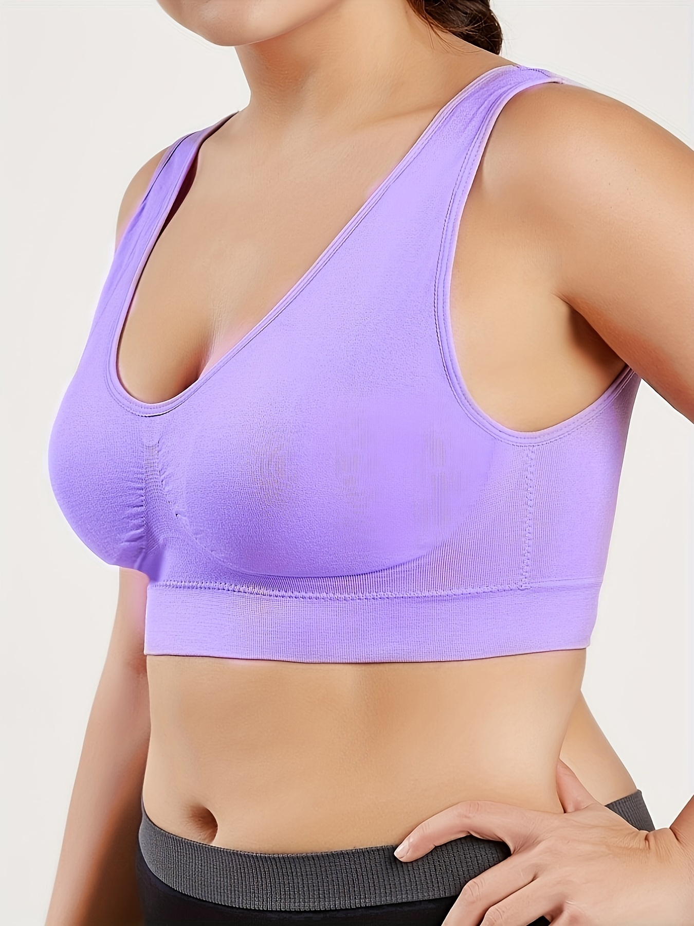 POSESHE Women's Plus Size High Support Wireless Sports Bra with Removable  Pads, Purple, Medium : : Clothing, Shoes & Accessories
