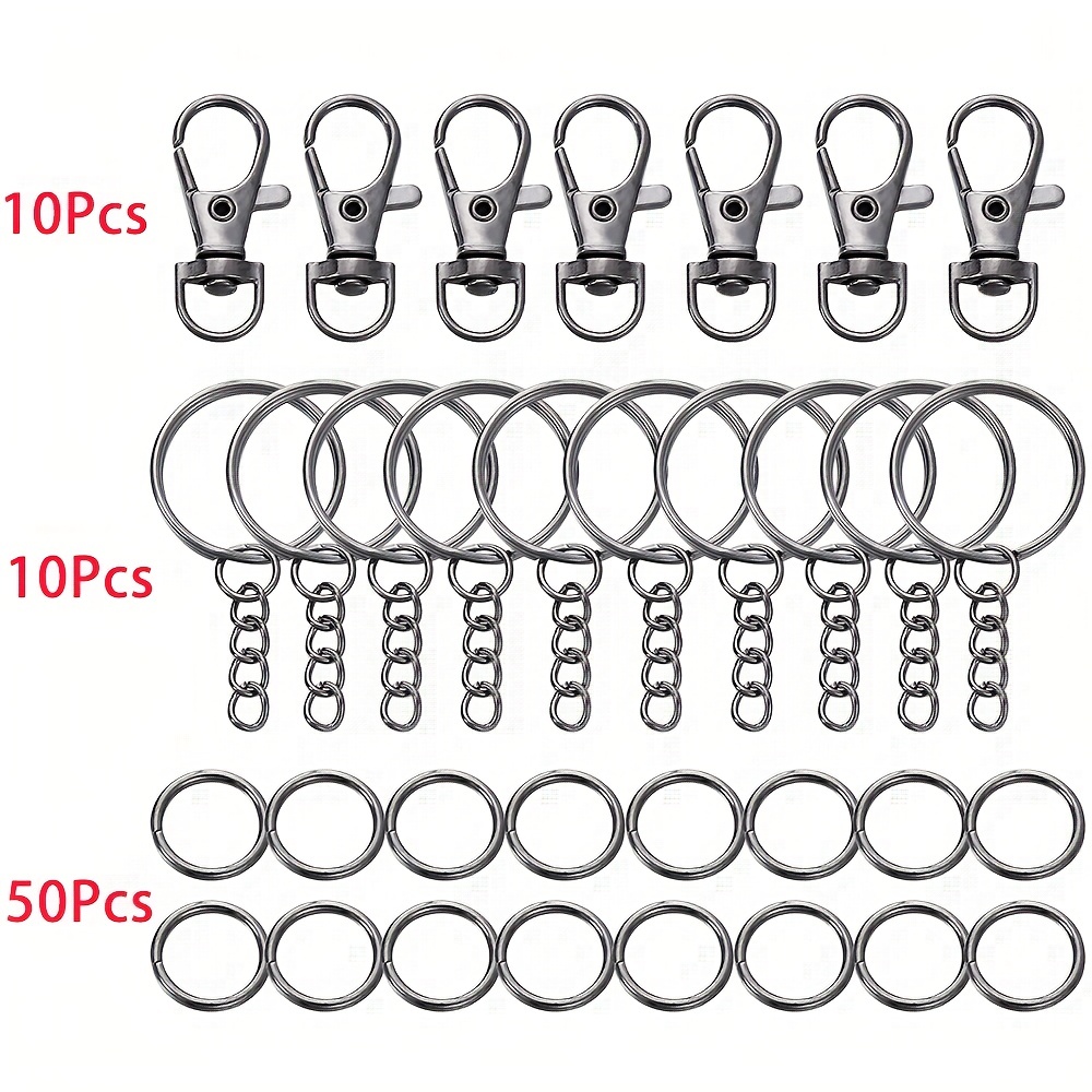 70Pcs/Set Swivel Snap Hook and Key Rings with Chain Jump Rings