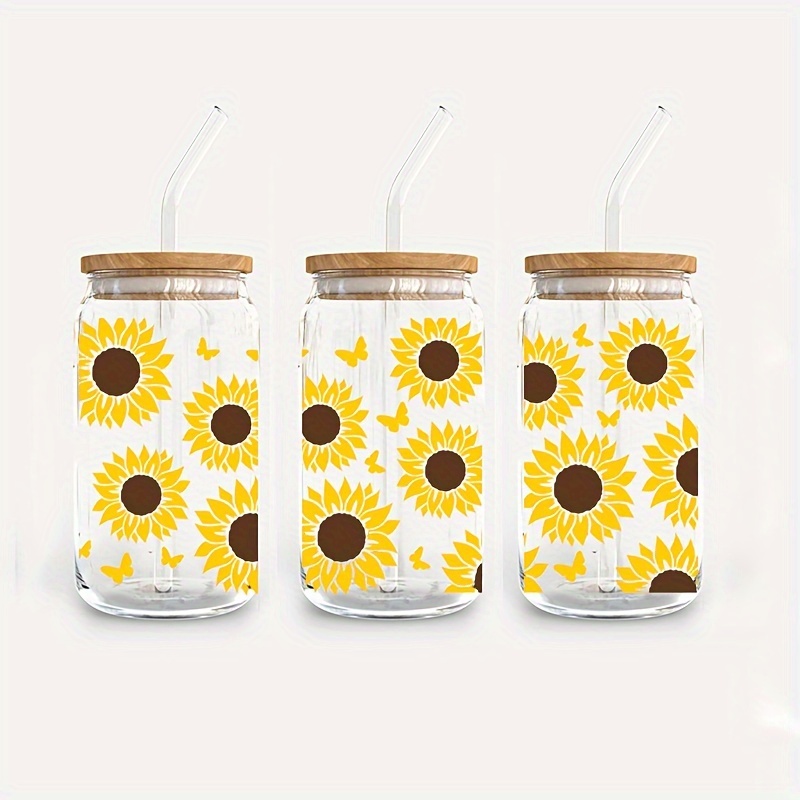 Sunflower Transfer Sticker Uv Dtf Cup Wrap For Libbey Glass - Temu