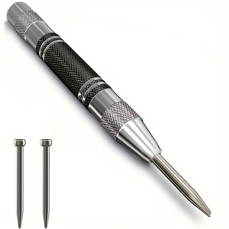 Automatic Center Punch 5 Inch Adjustable Spring-Loaded Tool Center Punch  Set Tension Punch Tool for Metal for Metal Wood Plastic Glass and Marble