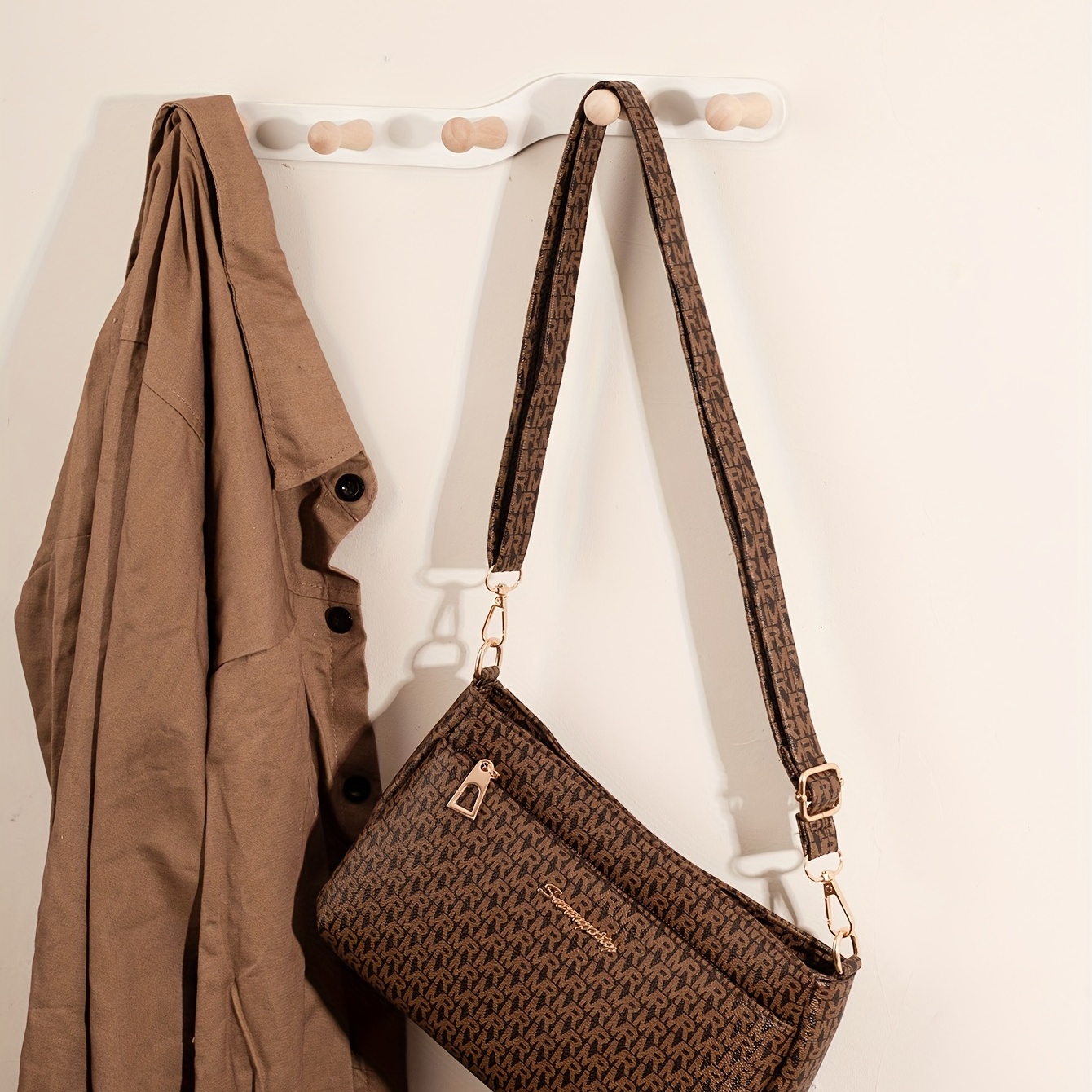 Stylish Printed Crossbody Bag, Pu Leather Zipper Shoulder Bag