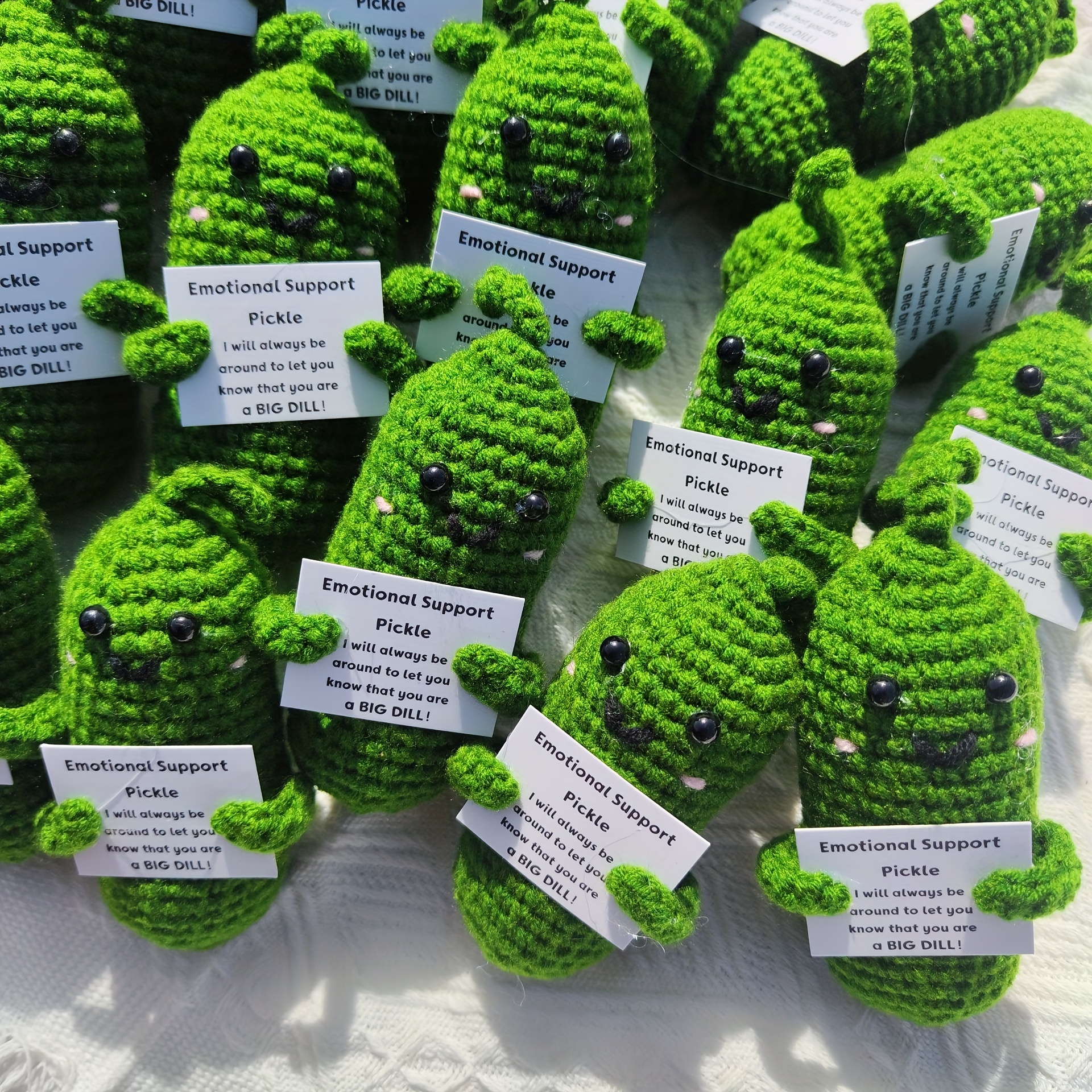 KHBVCG Handmade Emotional Support Pickled Cucumber Gift, Handmade Crochet  Emotional Support Pickles, Cute Crochet Pickled Cucumber Knitting Doll