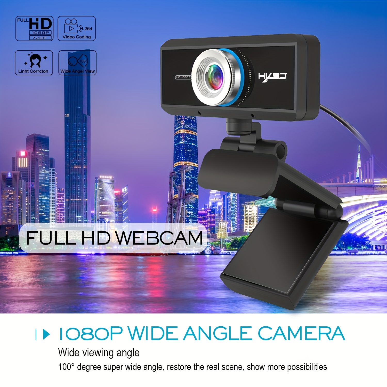 1080P HD Webcam - Business USB Webcam w/ Mic | WyreStorm FOCUS 100 Webcam