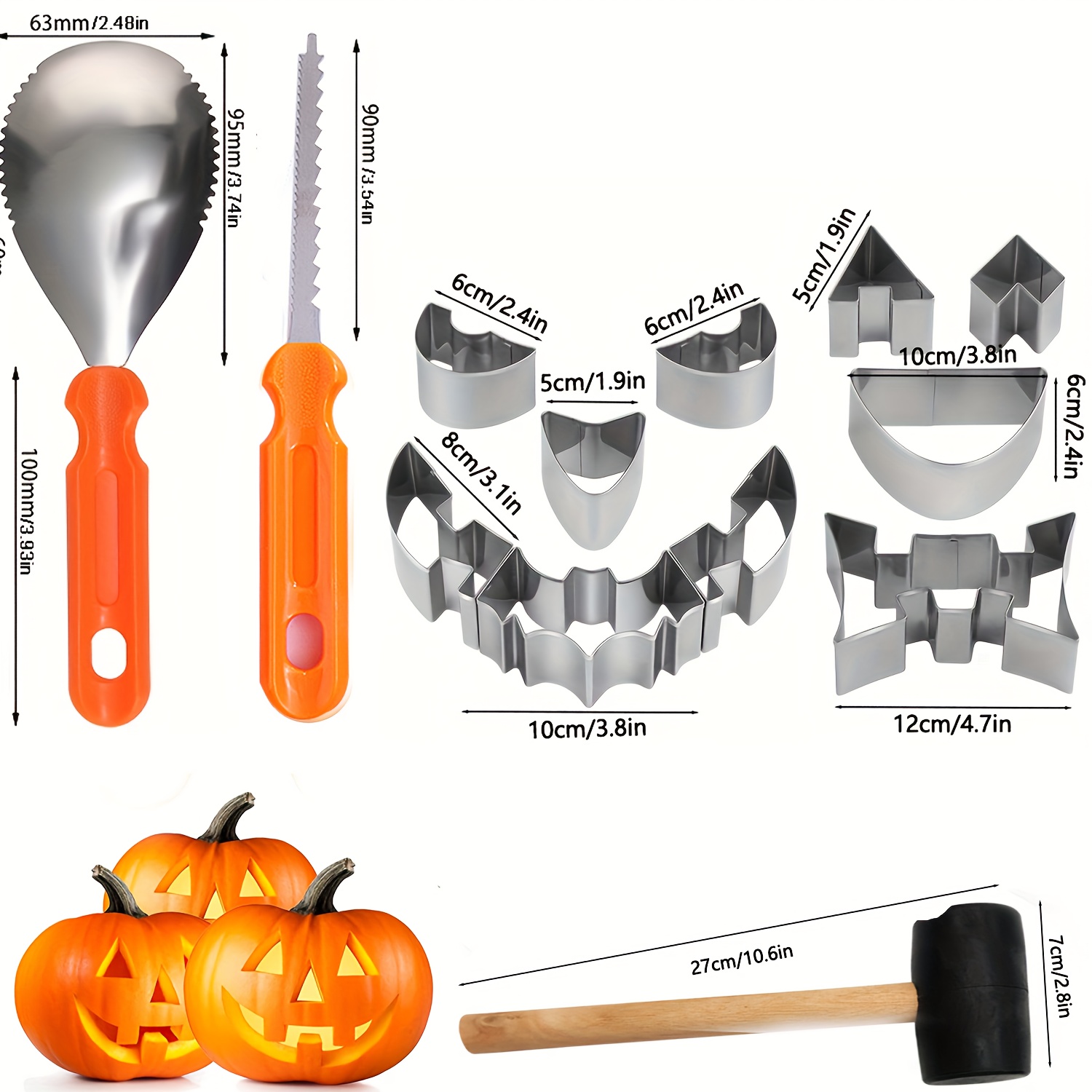 Premium Stainless Steel Pumpkin Carving Kit Hammer Perfect - Temu