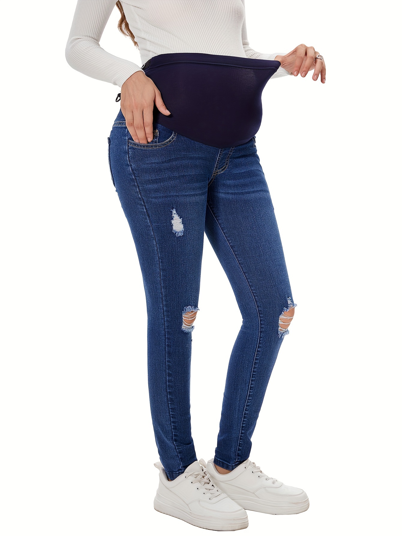 womens maternity ripped jeans fashion casual denim pants Temu