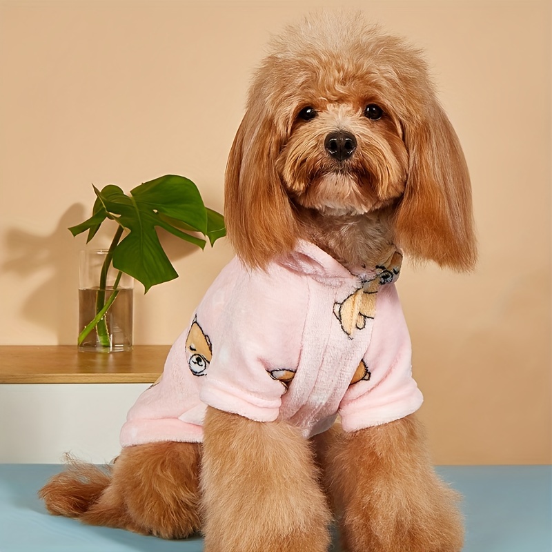 1pc Plush Warm Dog Hoodie Puppy Graphic Pet Clothing Dog Sweatshirt Pet ...