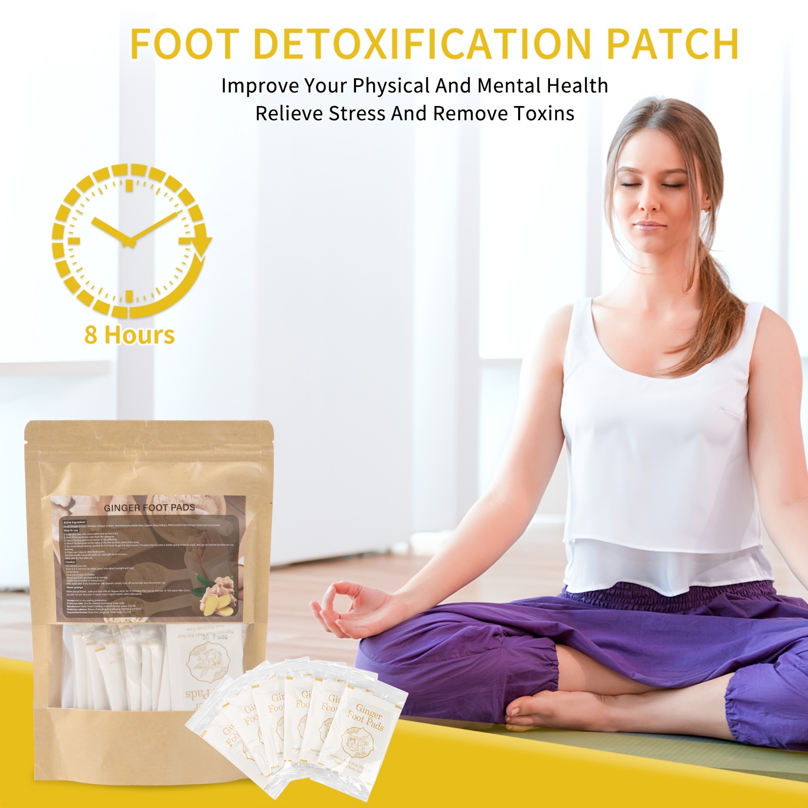30 pcs Natural Ginger Foot Pads for Deep Cleansing Foot Care