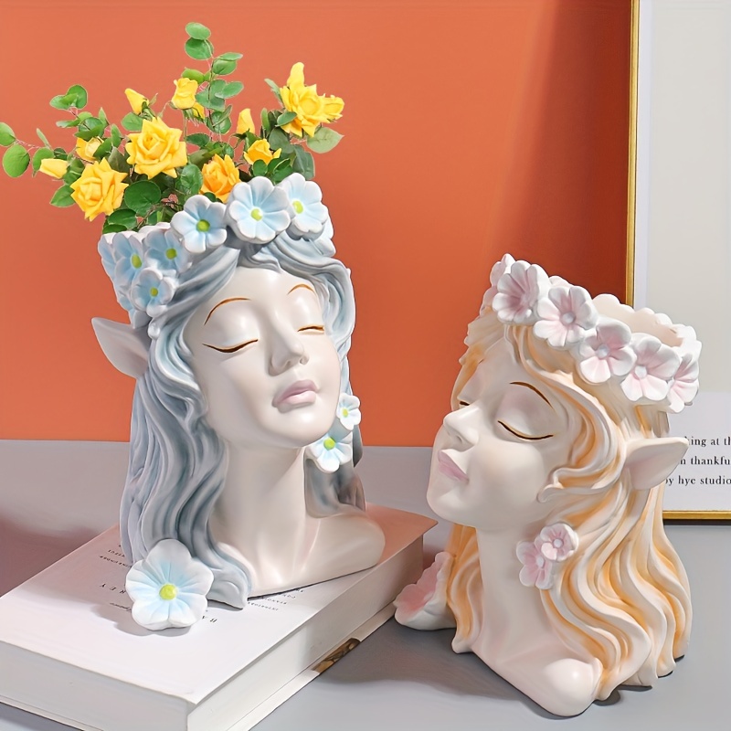 2023 Nouveau Meilleur Visage de Fille Tête Statue Pot de Fleurs Plante  Growing Planter Nordique Flowerpot Decor 100% Nouveau