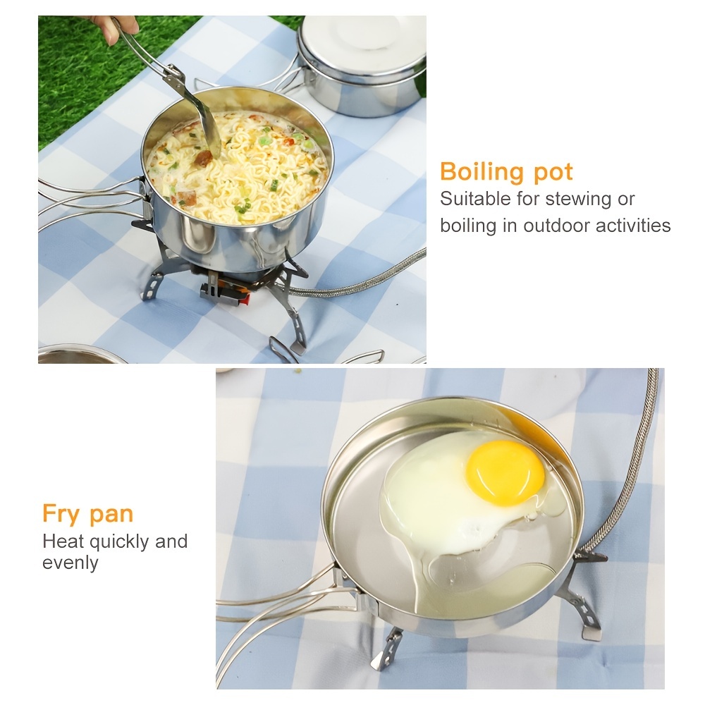 Dropship Outdoor Hiking 304 Stainless Steel Pot Folding Handle Camping  Portable Frying Pan Soup Pot Home Picnic Cookware Set to Sell Online at a  Lower Price