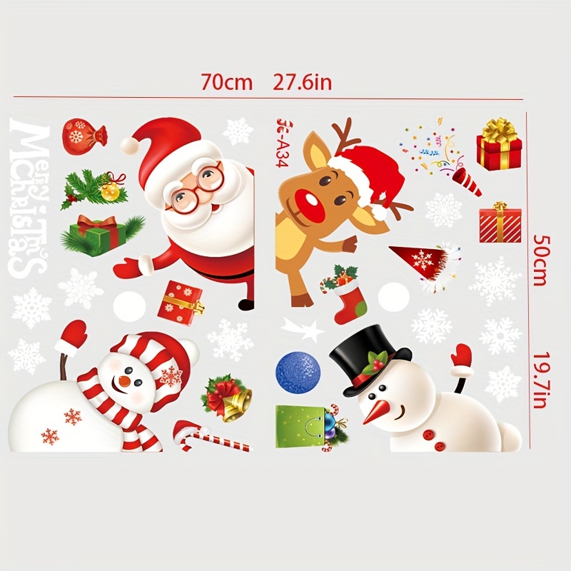 New Christmas Window Glass Stickers Cute Santa Claus Gold - Temu