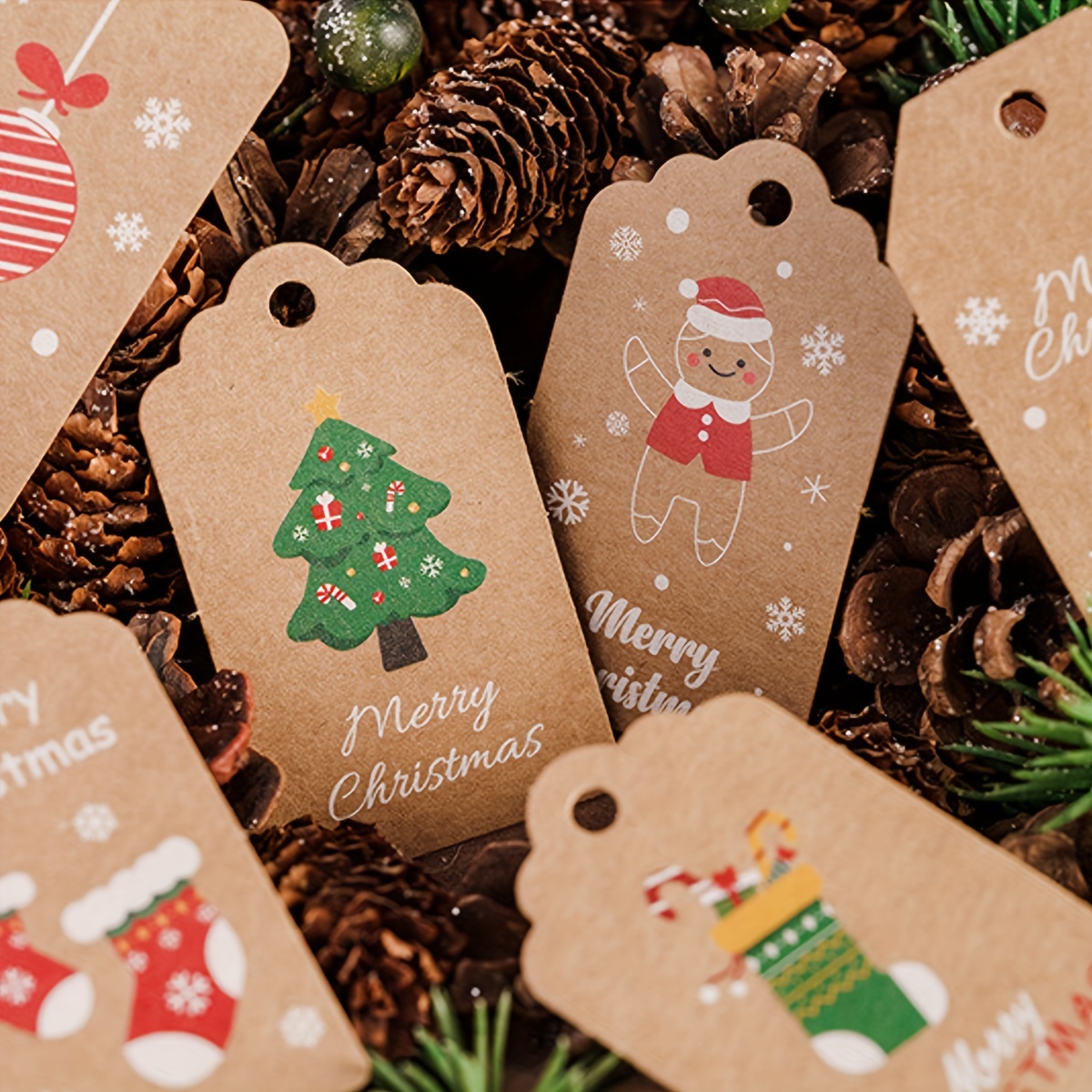Christmas Diy Gift Tag Christmas Tree Decorations Kraft Card - Temu