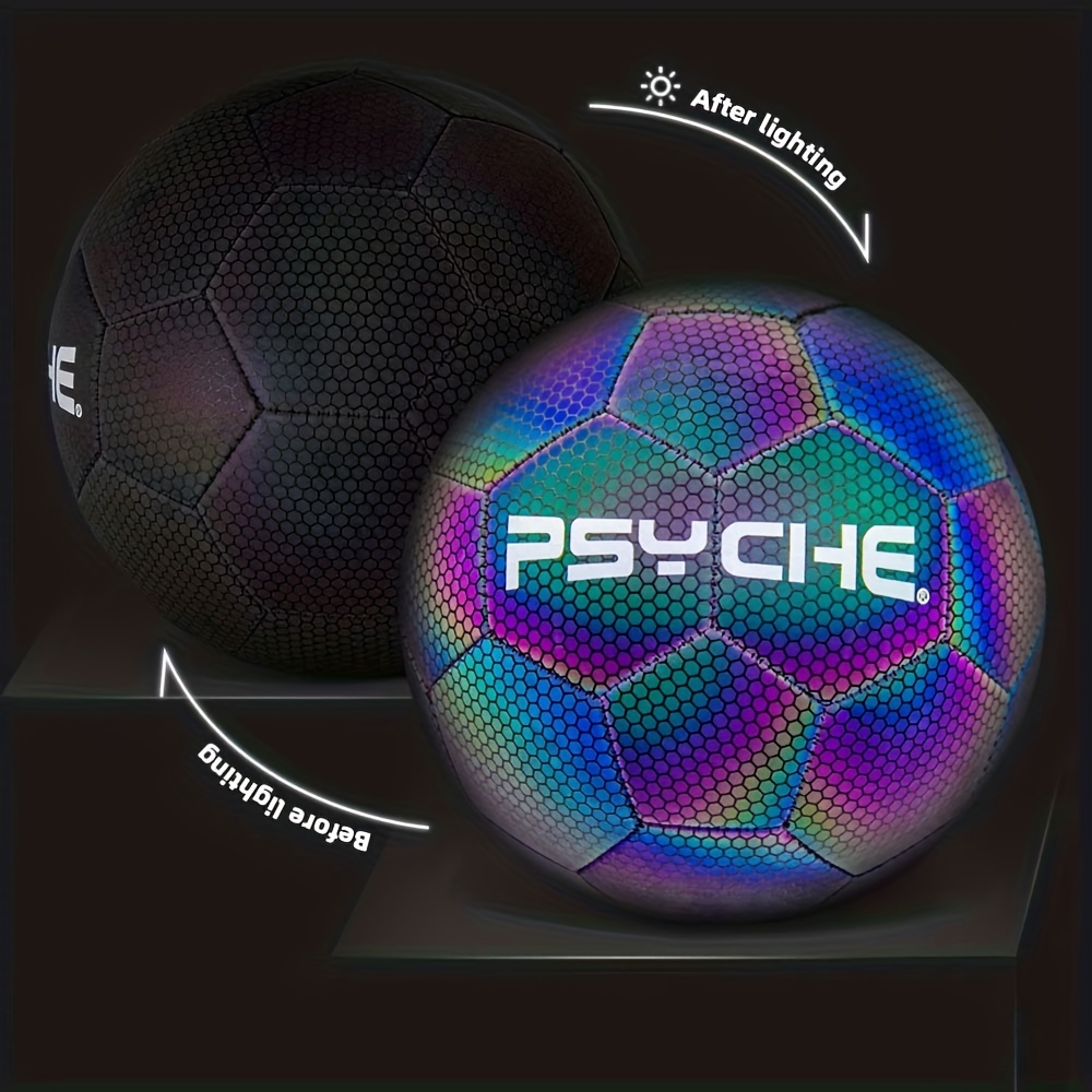 Luminous Soccer Balls Standard PU Soccer Ball Reflective Holographic Sports  Entertainment for Adults Practice Training Equipment