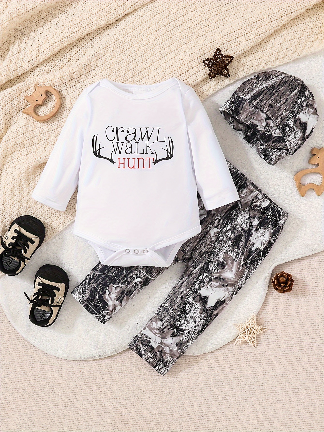 4pcs Comfortable Baby Clothes Set Elastic Gift Outfit Romper Pants