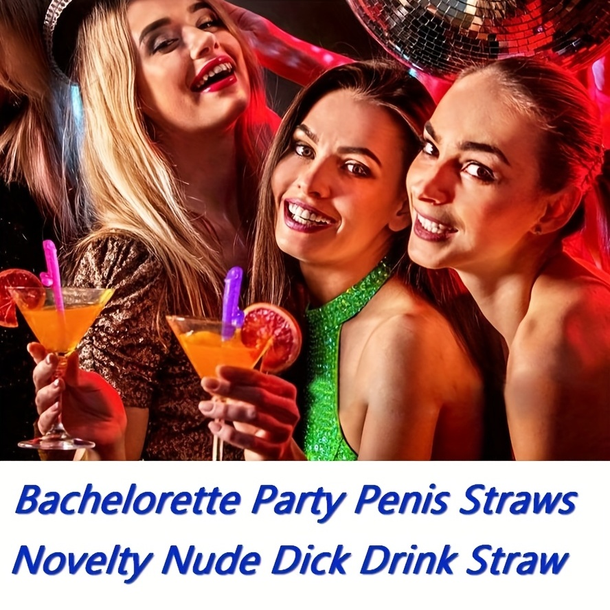 Bachelorette Party Penis Straws Plastic Novelty Nude Dick - Temu