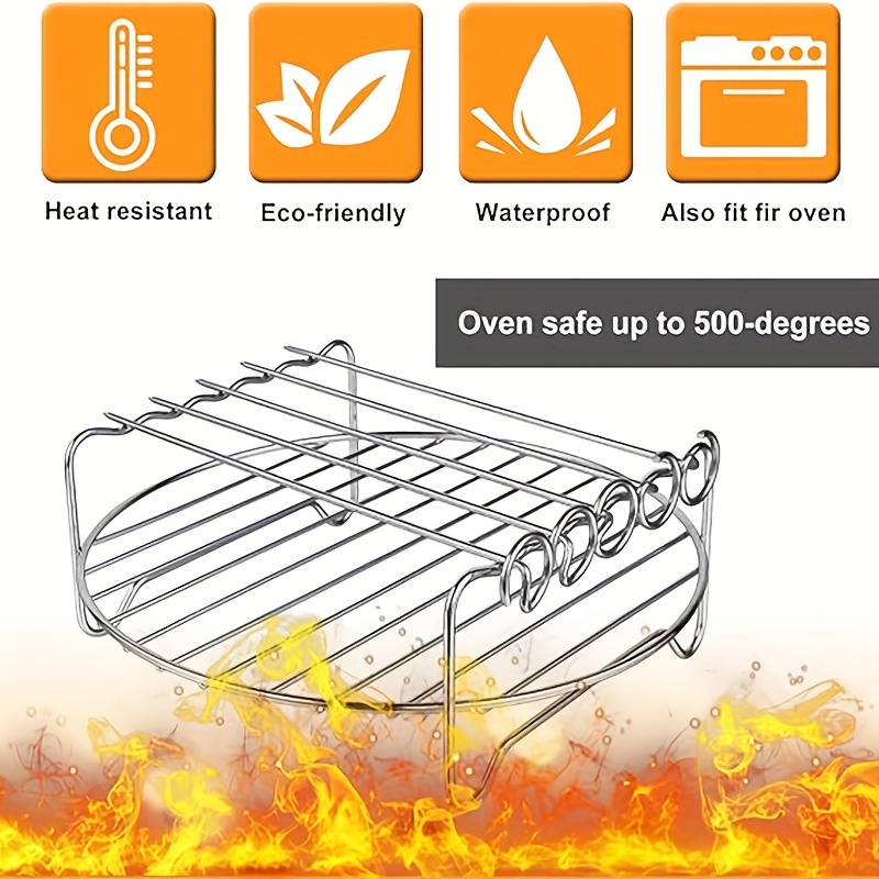 Air Fryer Accessories Skewer Rack Compatible with Ninja, Power XL, Gourmia,  Gowise, Chefman, Instant, Toasters, Stainless Steel Airfryer Accessory for