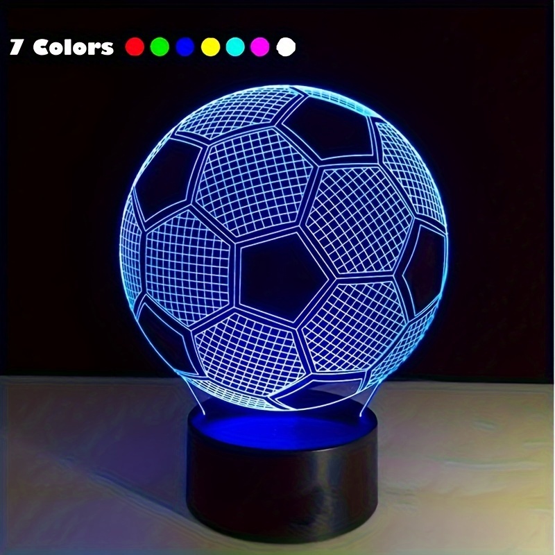 Regalos de fútbol para niños de 1 a 14 años, luz nocturna 3D, lámpara de  ilusión óptica con control remoto, 7 colores cambiantes, regalos de fútbol